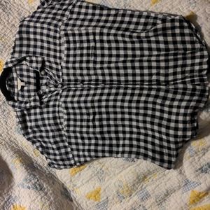 Plaid short sleeve lucky brand size large navy and white